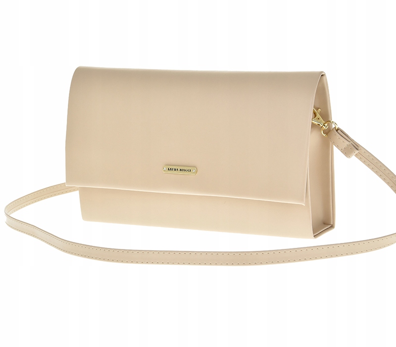 Laura Biaggi - torebka wizytowa kopertowa beżowy mat JP40