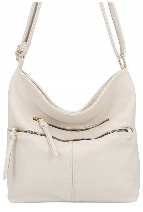 Herisson - torebka worek zamek skóra ekologiczna jasny beżowy 1052L2080