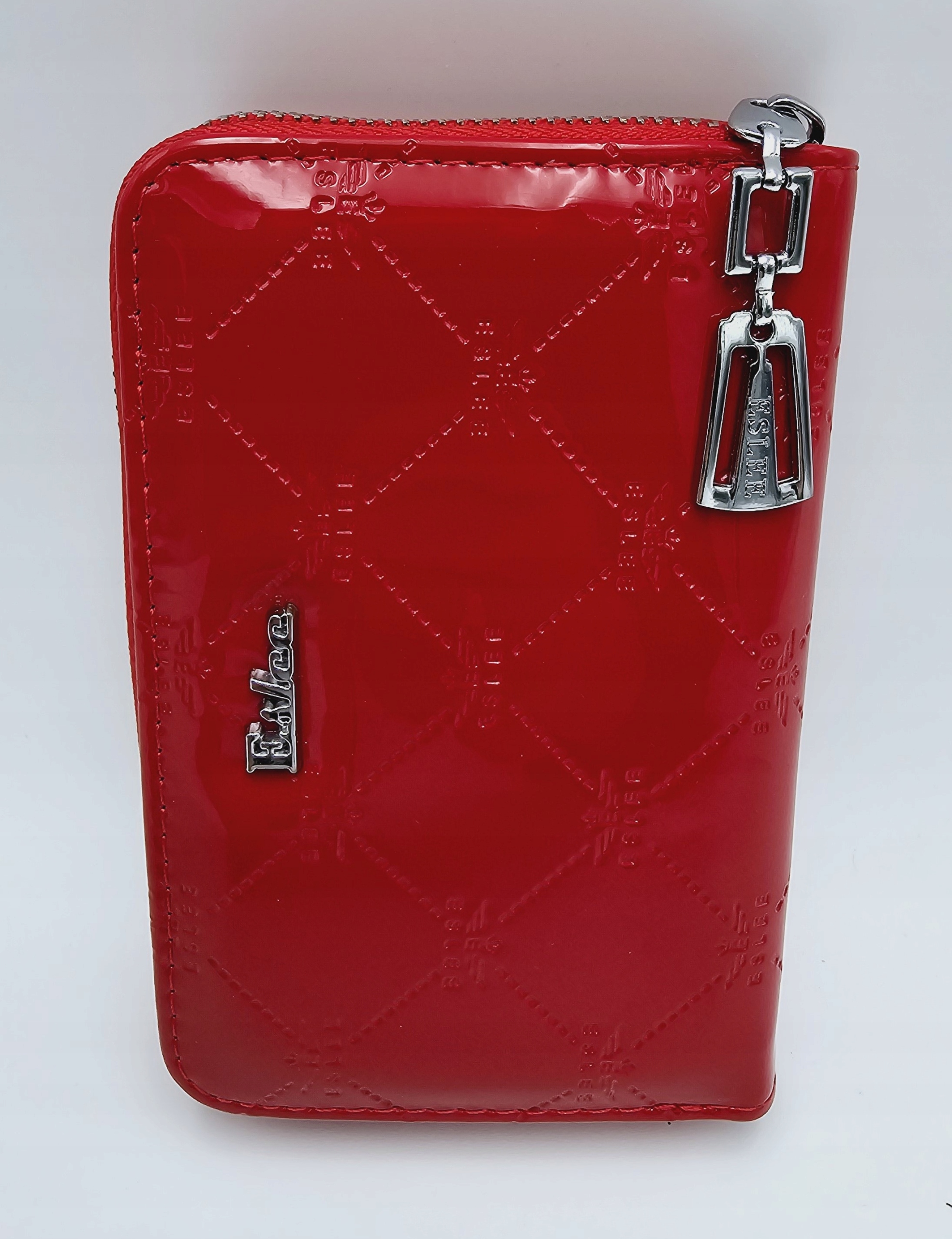 Eslee - elegancki portfel damski skóra ekologiczna czerwony lakier F6987