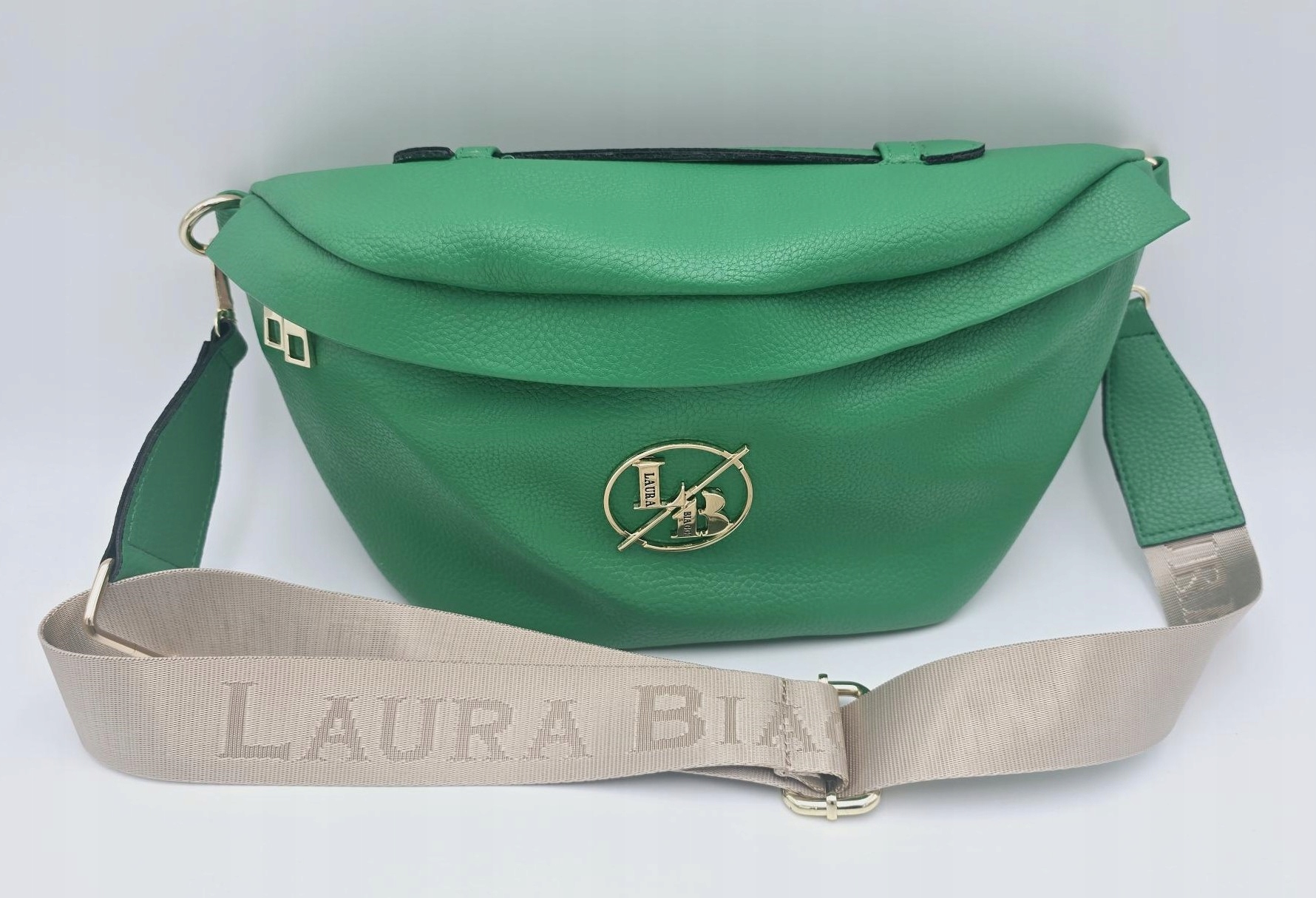 Laura Biaggi - torebka nerka saszetka zielony groszek mat maxi JS182