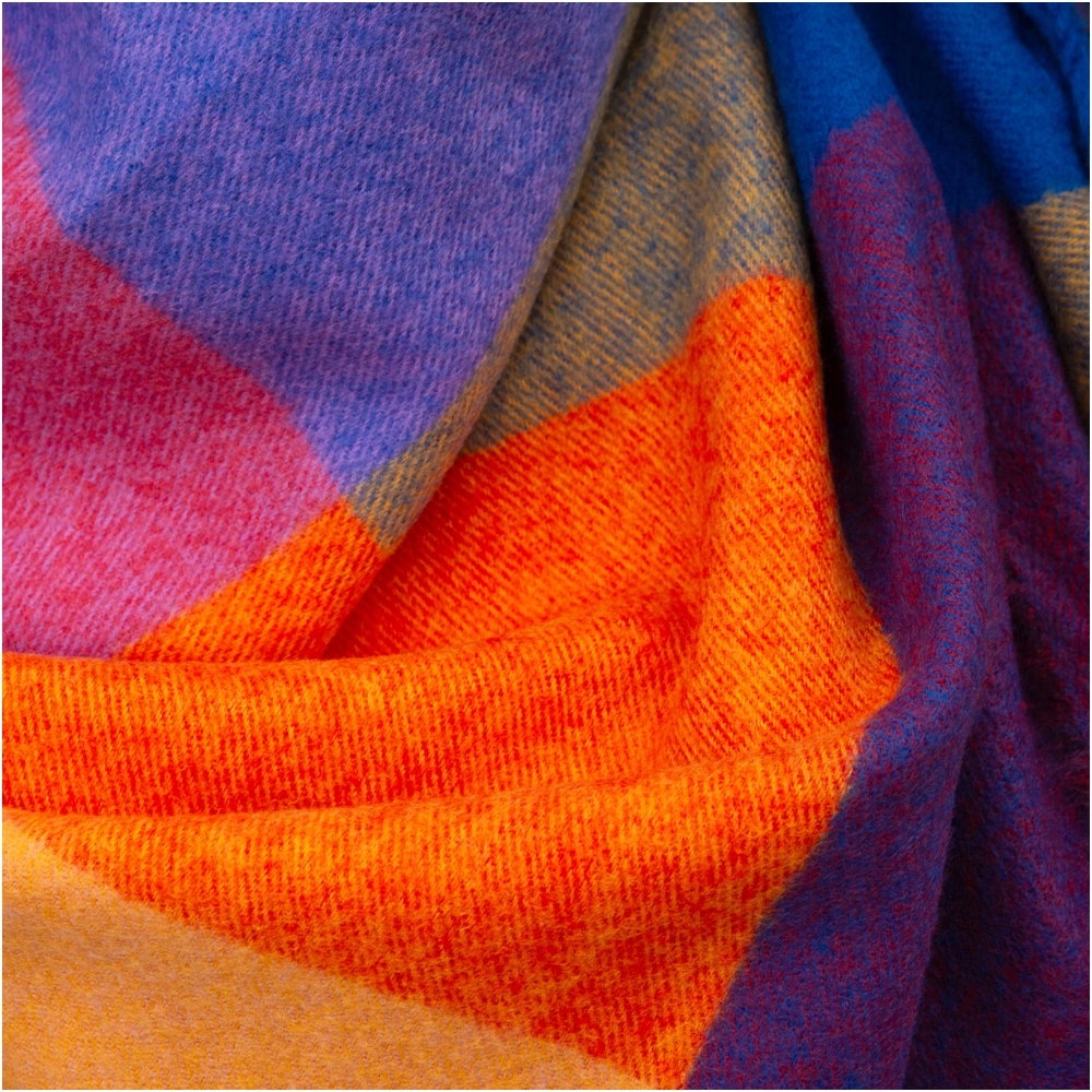 Versoli - miękka i ciepła chusta z frędzlami krata pomarańczowy 15# HIT