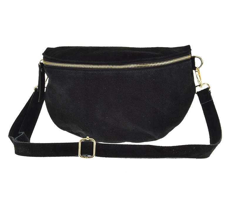 Torebka listonoszka nerka skóra naturalna zamszowa czarny TS 04-540