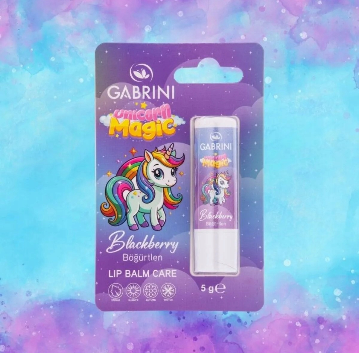 Gabrini - nawilżający balsam do ust dla dzieci Unicorn Magic Borówka
