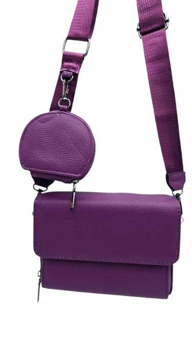 Victoria J. - torebka listonoszka portfelik pasek BOHO fioletowy VJ-938