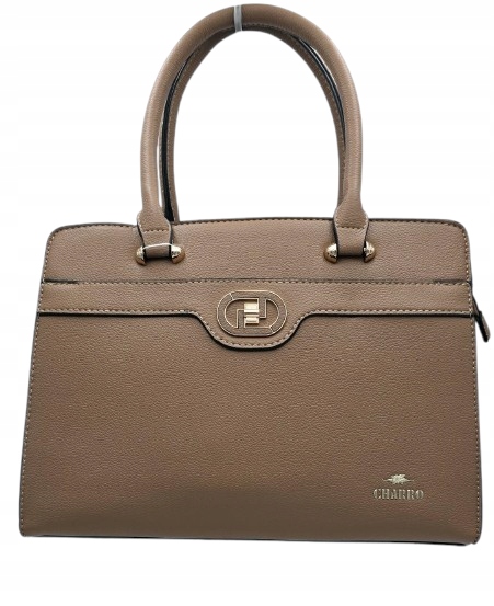 Charro - torebka shopper skóra ekologiczna brązowy taupe groszek CH5785-4
