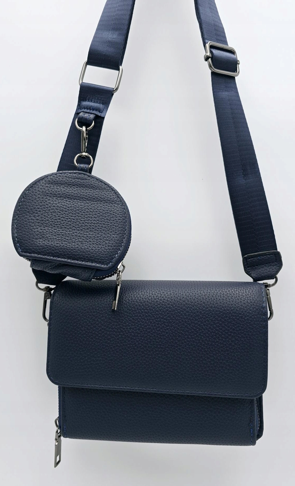 Victoria J. - torebka listonoszka portfelik pasek BOHO granatowy VJ-938