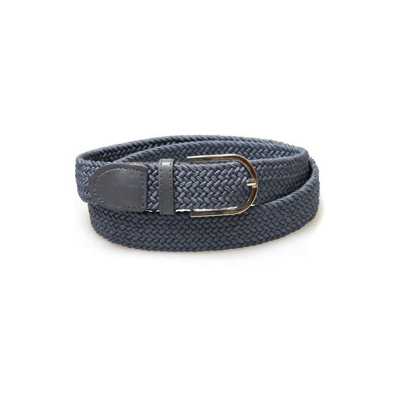 Pasek damski pleciony guma 3,2cm szary