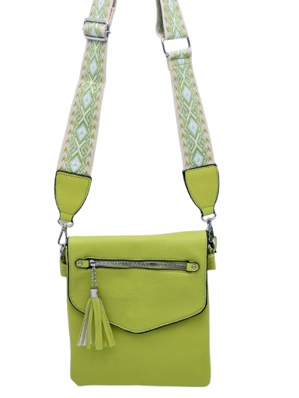 Erick Style torebka listonoszka skóra ekologiczna pasek BOHO zielony A0951