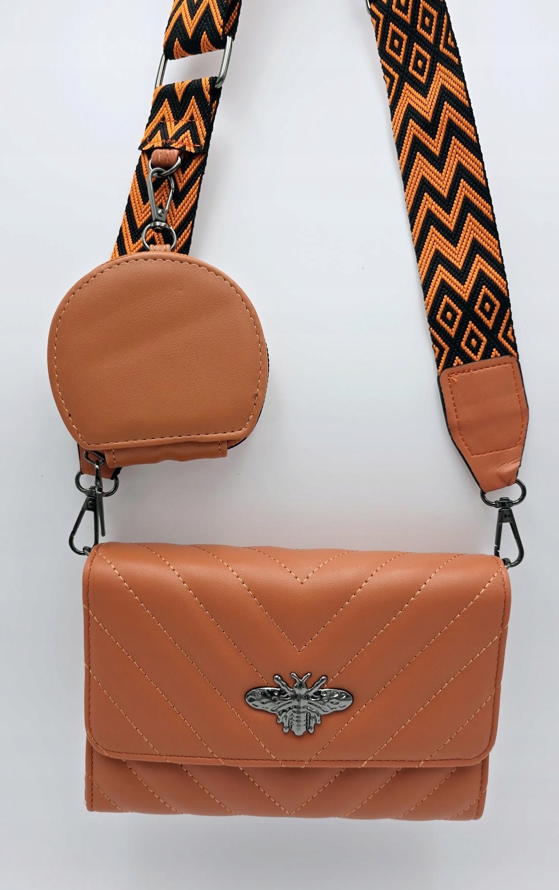Victoria J. - torebka przeszycia pszczoła pasek BOHO pomarańczowy VJ-942