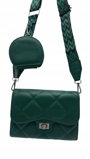 Victoria J torebka listonoszka pikowana portfelik pasek BOHO zielony VJ-939