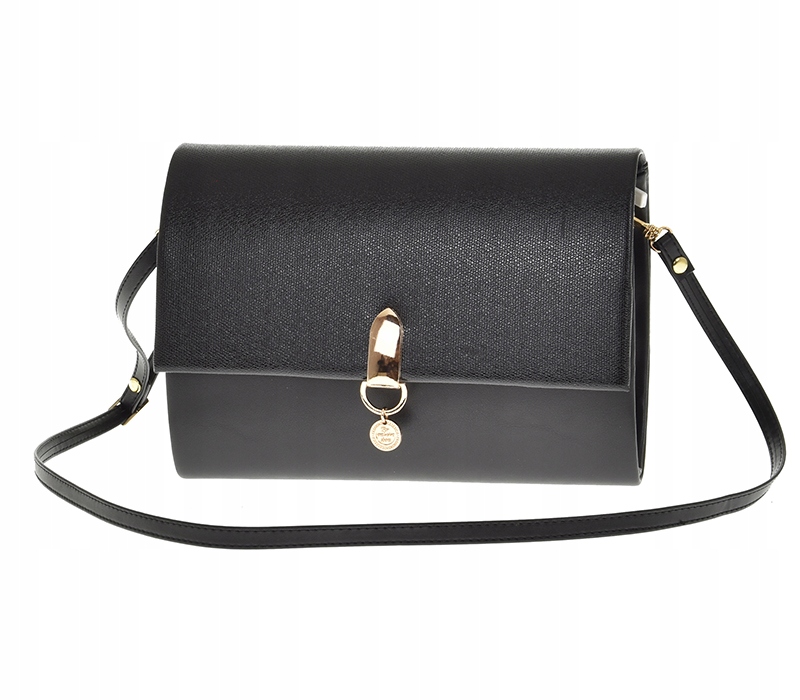 Laura Biaggi - torebka wizytowa czarny mat klapka struktura materiału LA29