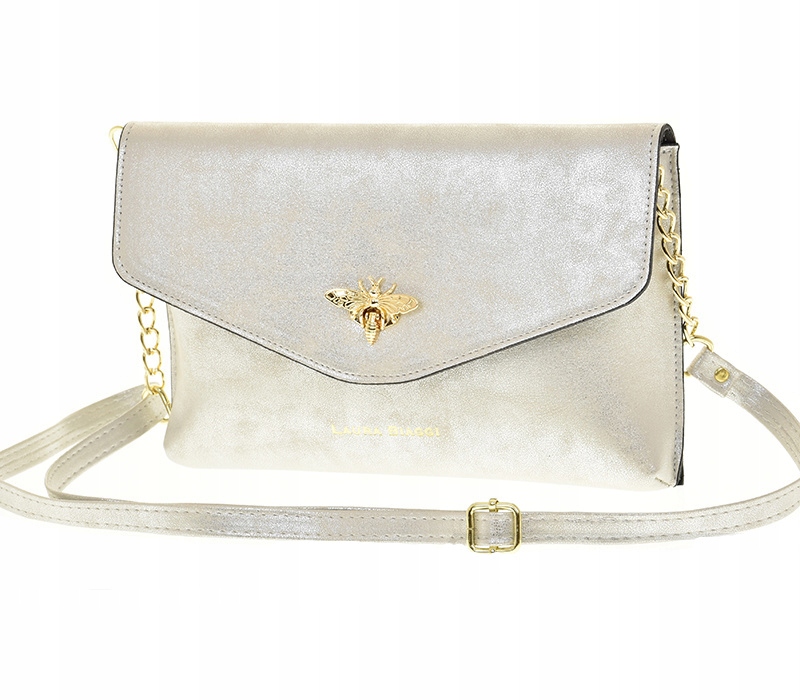 Laura Biaggi - torebka wizytowa kopertowa pszczoła srebrny JS152