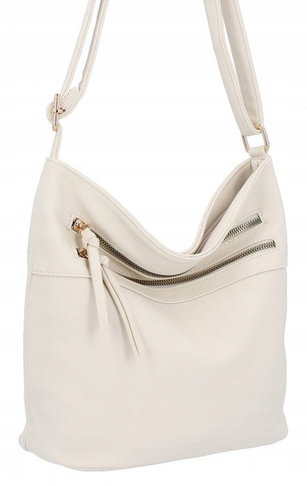 Herisson - torebka worek dwa zamki skóra ekologiczna beżowy 1052L2073