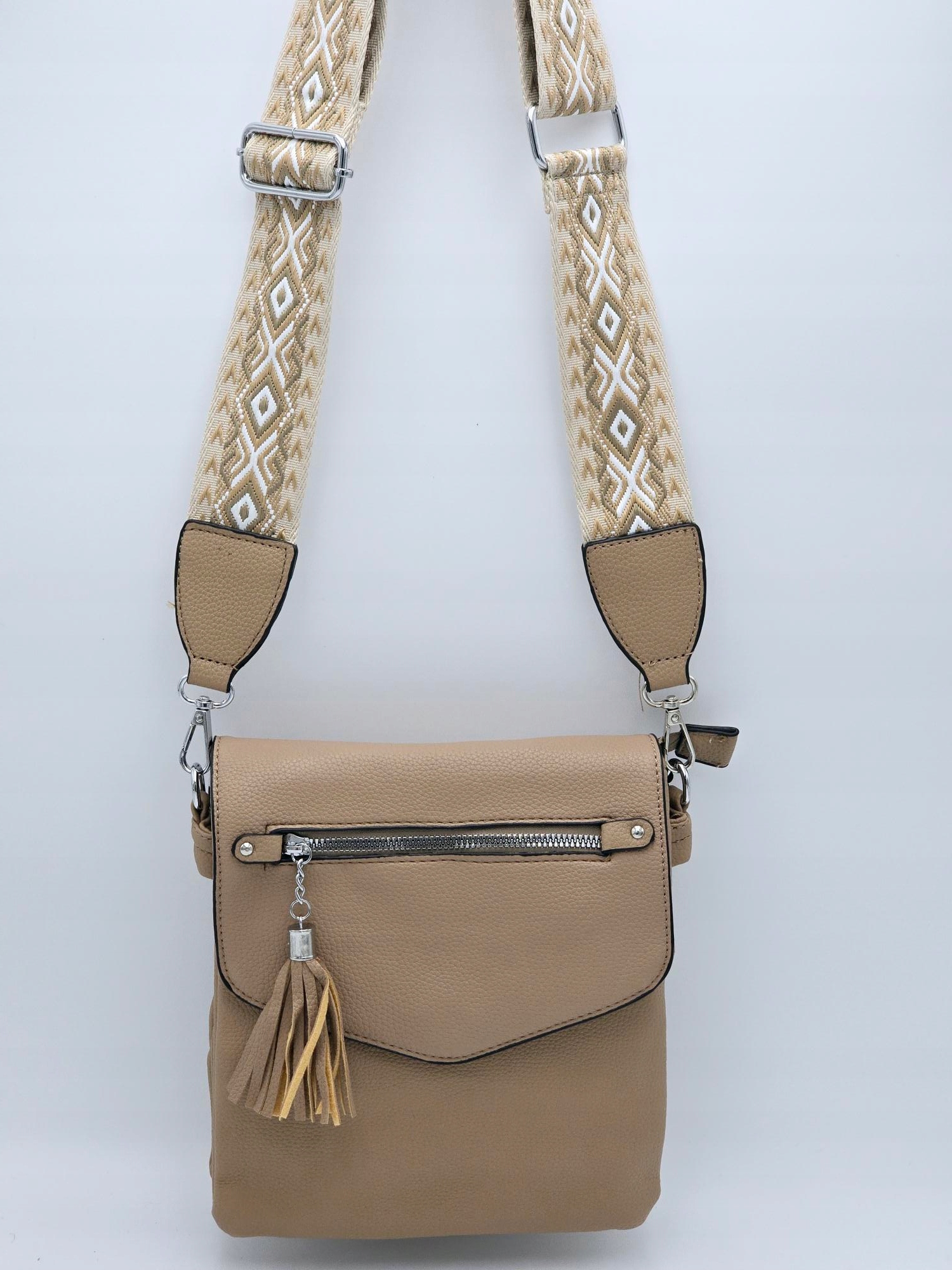 Erick Style torebka listonoszka skóra ekologiczna pasek BOHO brązowy A0951