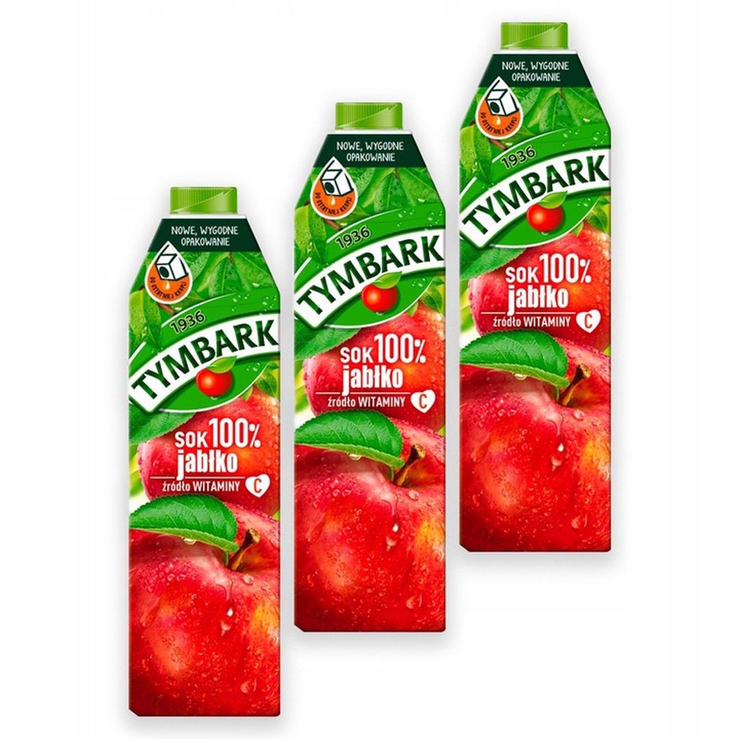 Tymbark Sok 100% jabłko 1 l x 3 sztuk