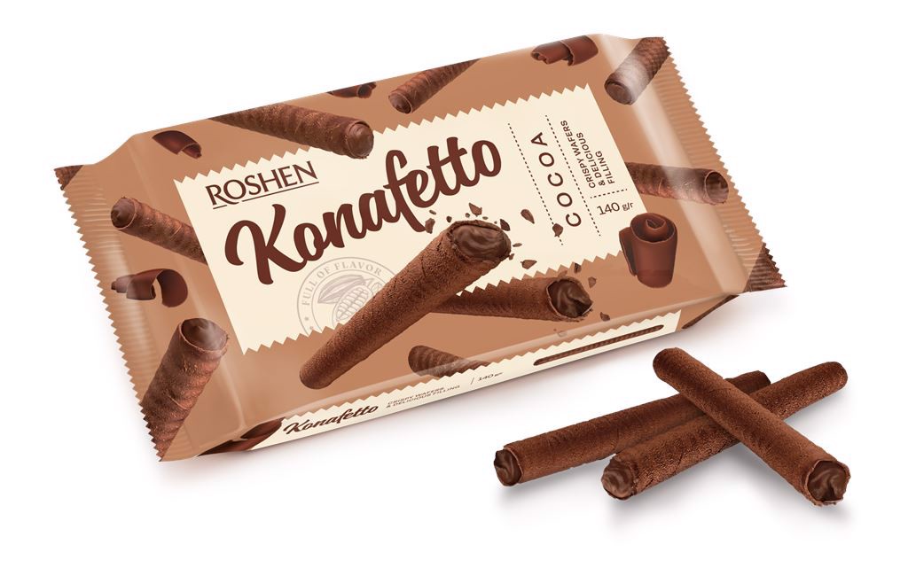 Roshen Konafetto rurki waflowe z nadzieniem kakaowym 140 g