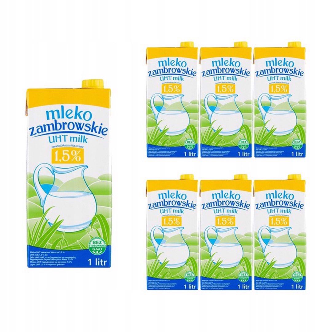 Mleko zambrowskie UHT 1,5 % 1 l x 6 sztuk