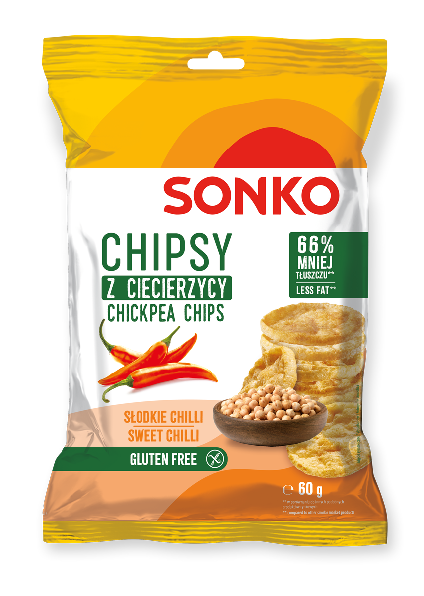 Sonko Chipsy z ciecierzycy o smaku słodkiego chili 60 g