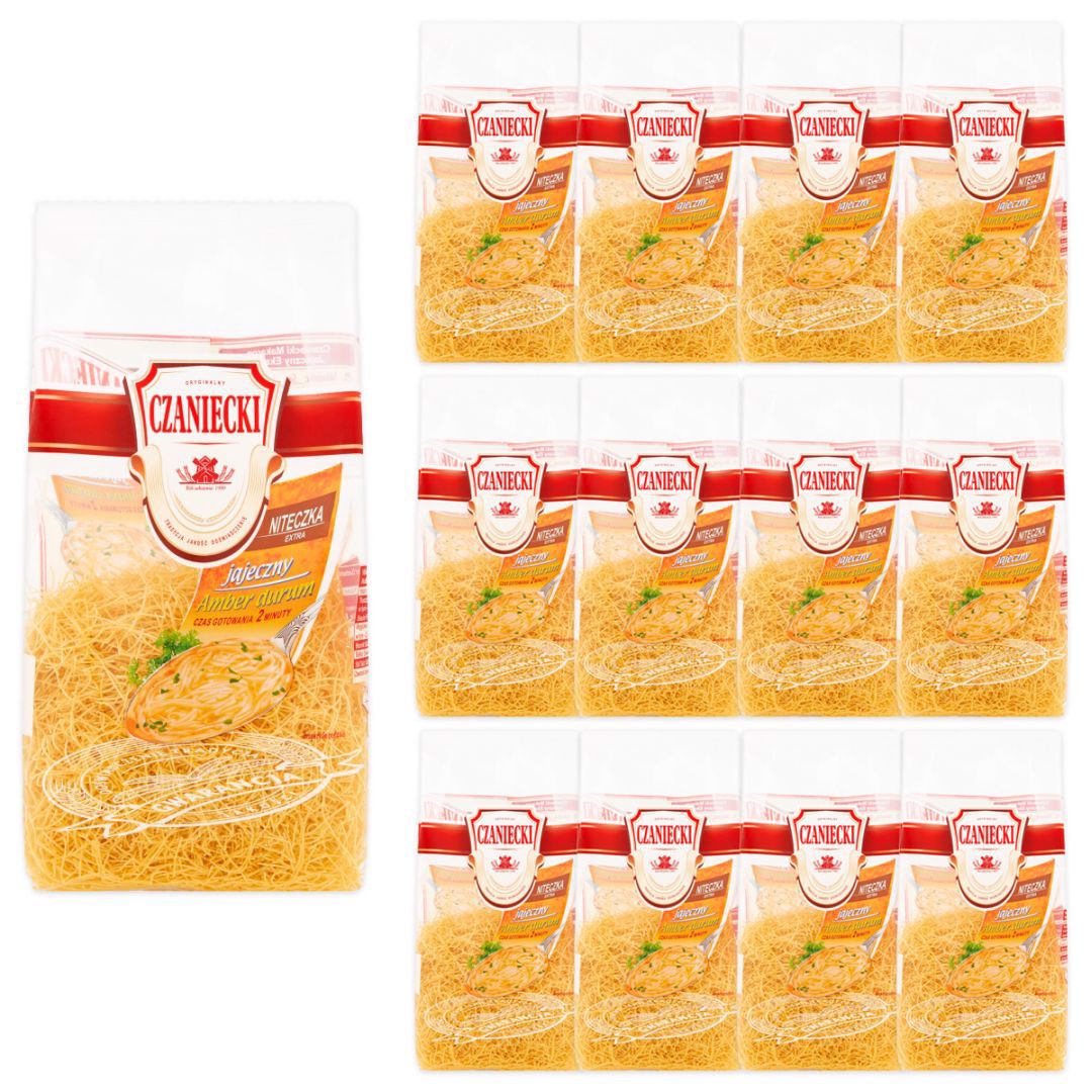 Czaniecki Amber Durum Makaron jajeczny niteczka extra 250 g x 12 sztuk