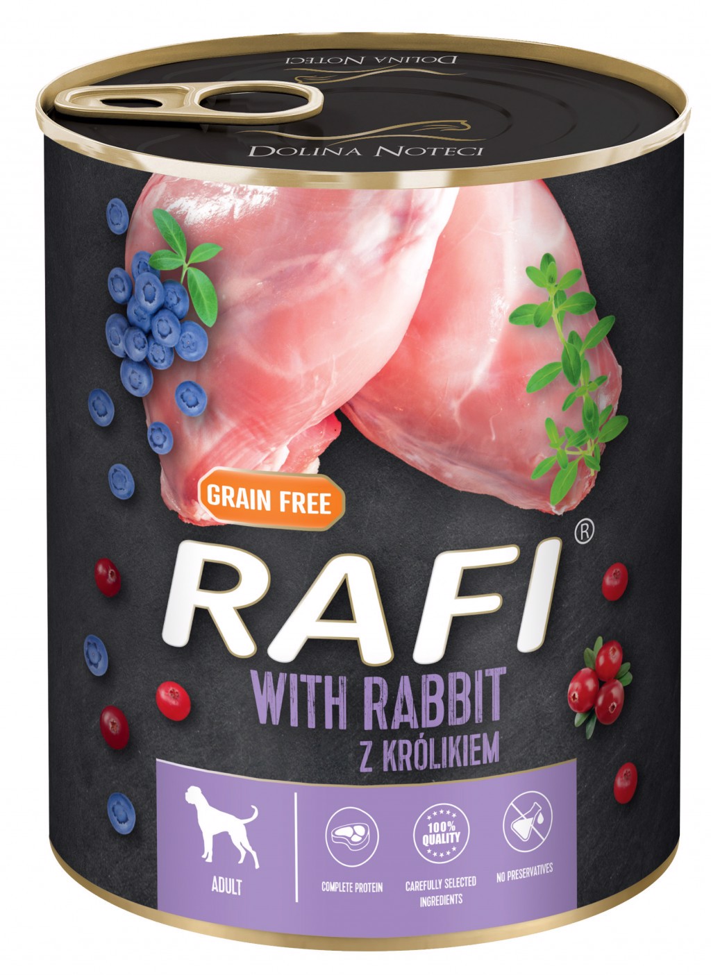 Rafi Mokra karma dla psów z królikiem, borówką i żurawiną 800 g