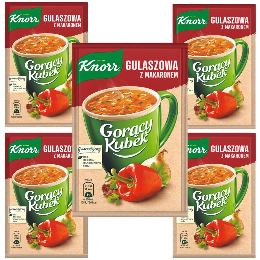 Knorr Gorący Kubek Gulaszowa z makaronem 16 g x 5 sztuk