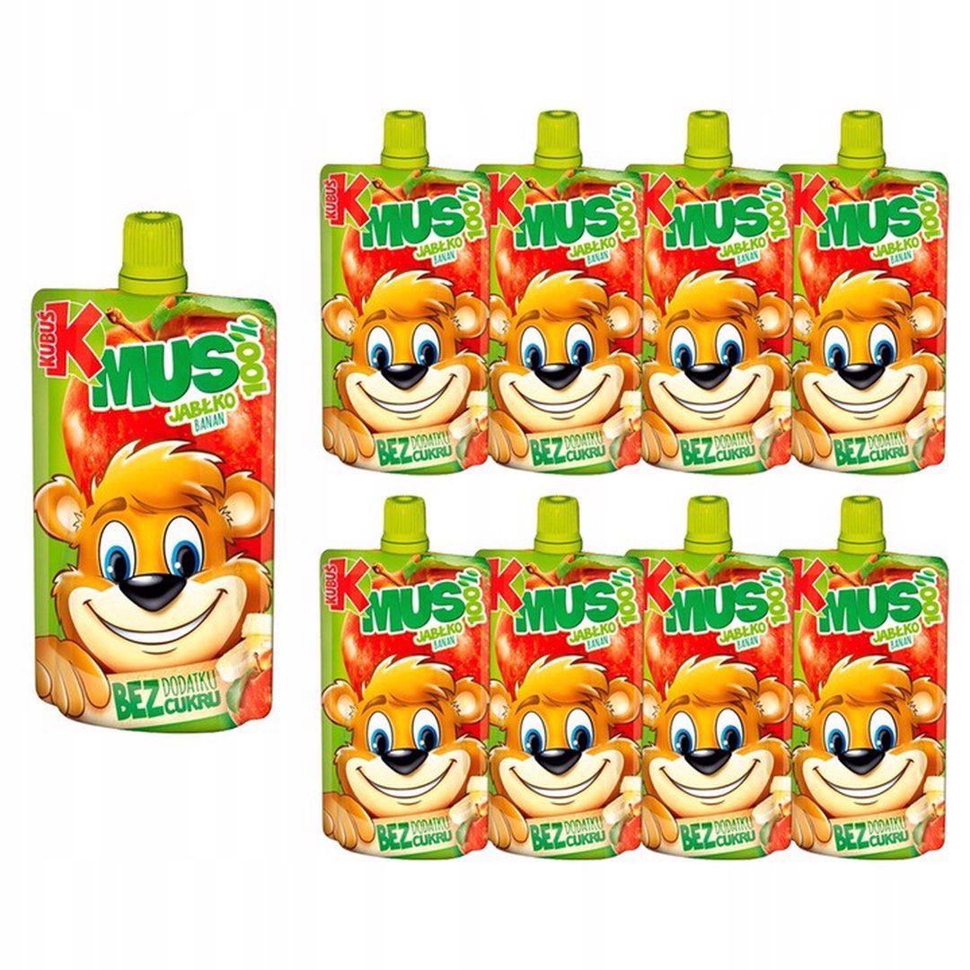 Kubuś Mus 100% jabłko banan 100 g x 8 sztuk