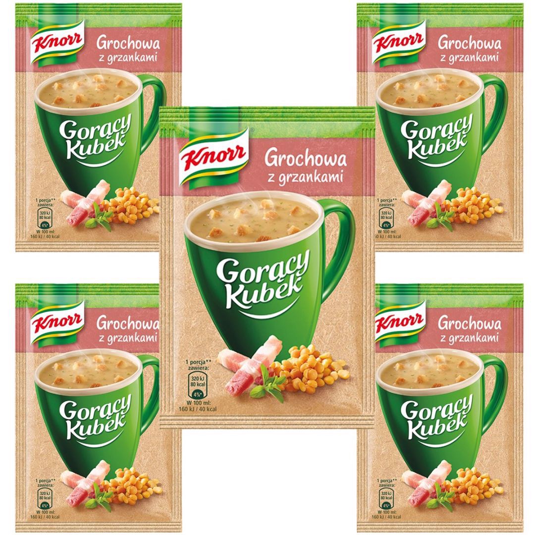 Knorr Gorący Kubek Grochowa z grzankami 21 g x 5 sztuk