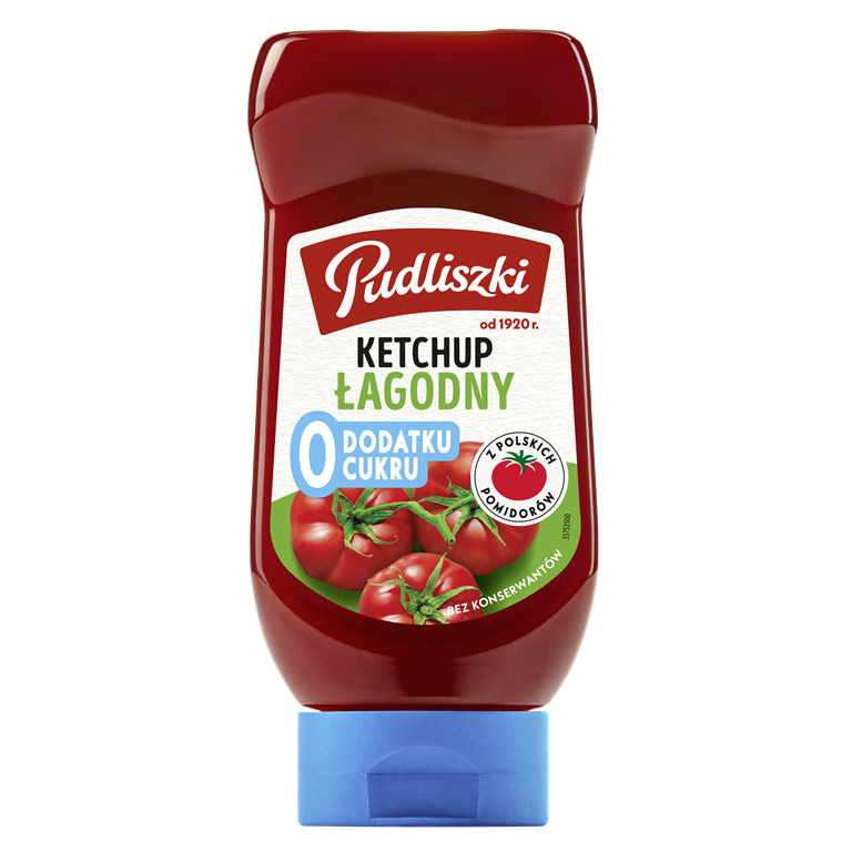 Pudliszki Ketchup łagodny 0 dodatku cukru 440 g