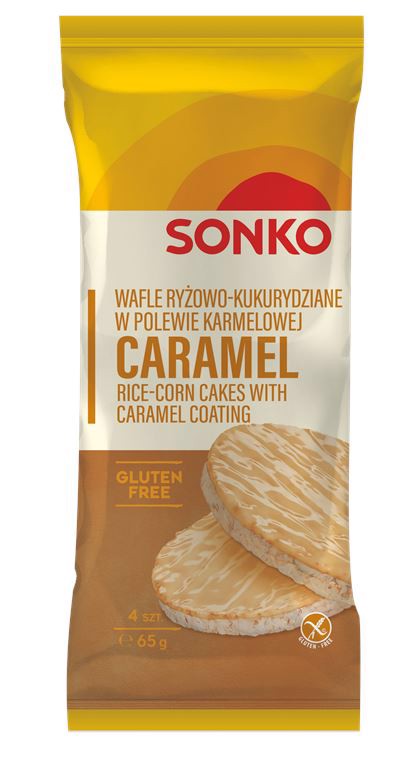 Sonko Wafle ryżowo-kukurydziane w polewie karmelowej 65 g