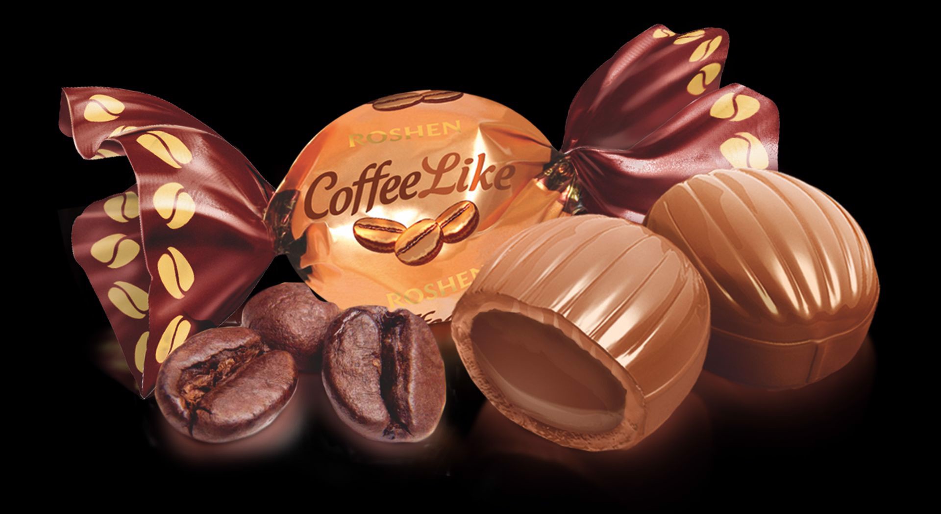 Roshen CoffeeLike Karmelki nadziewane 1 kg  x 7 sztuk