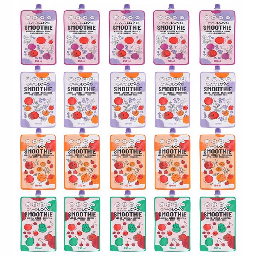 Owolovo Smoothie Mix 4 smaków 250 ml x 20 sztuk