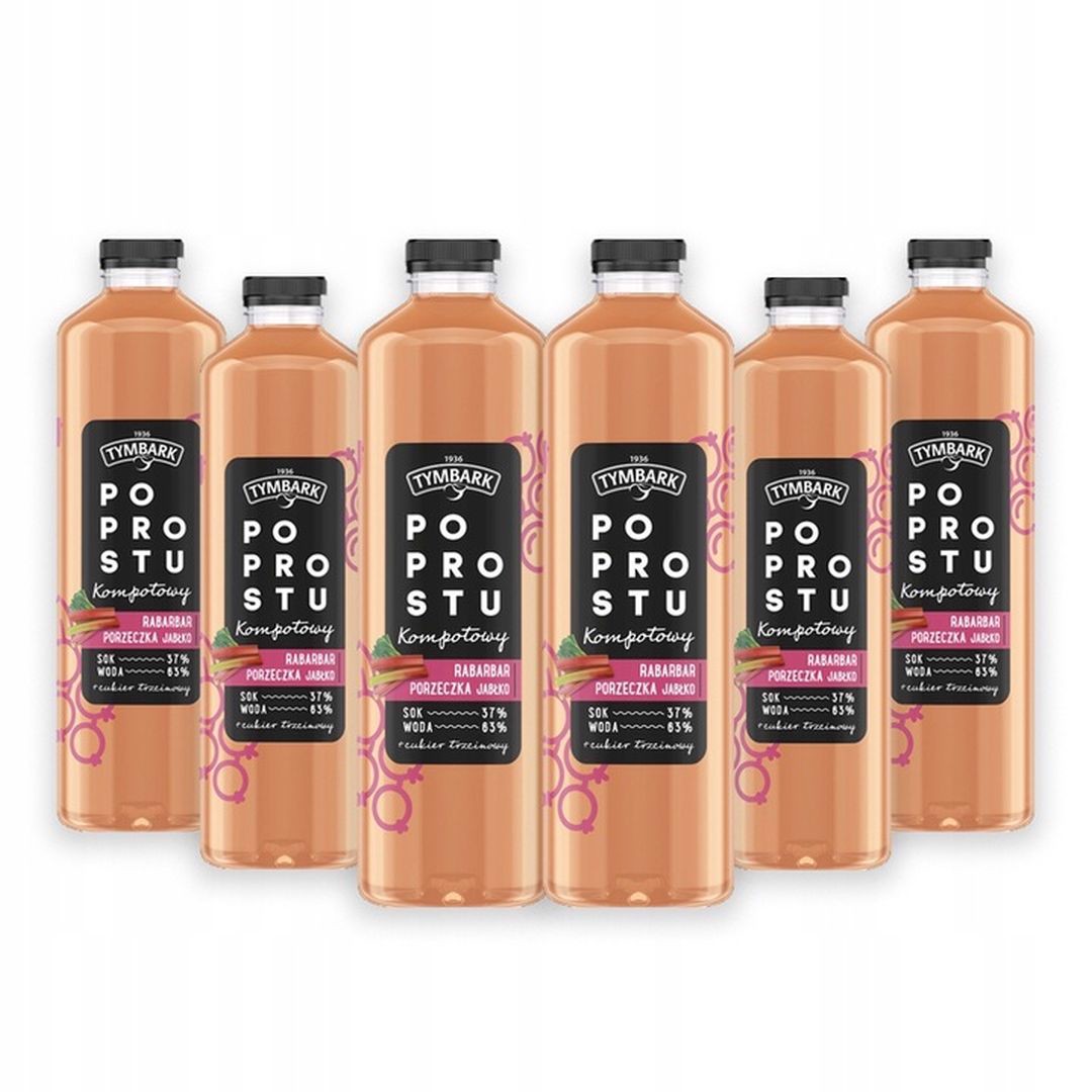 Tymbark Po Prostu Kompotowy Rabarbar Porzeczka Jabłko 1,25l x 6 sztuk