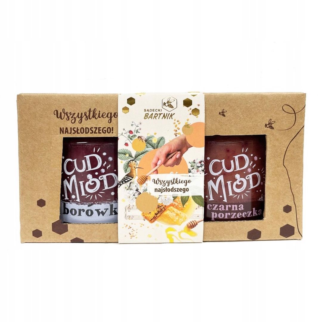 Bartnik Cud miód Mix 2 smaków porzeczka-borówka + pudełko ozdobne