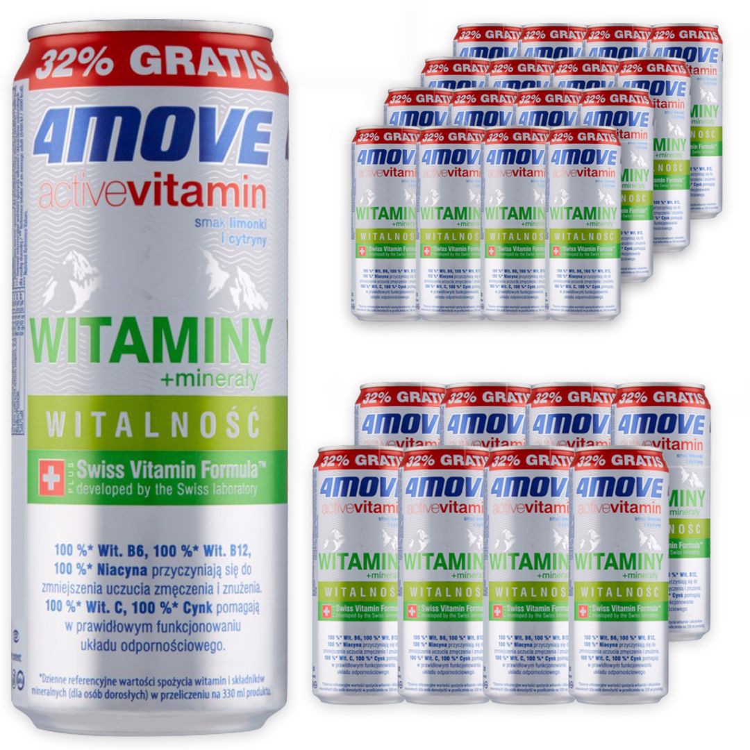 4Move Active Vitamin Witalność Napój gazowany smak limonki 330 ml x24 sztuk