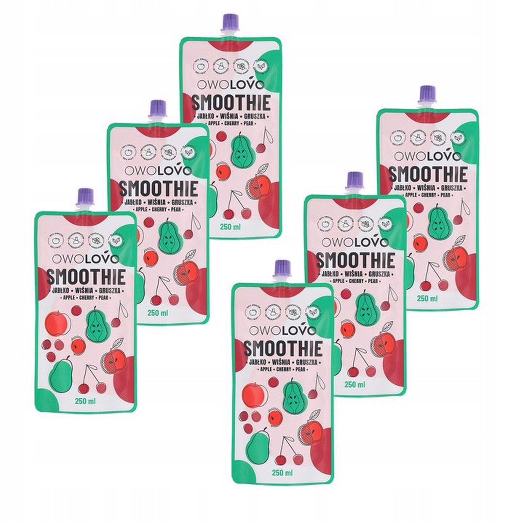 Owolovo Smoothie jabłkowe z gruszką i wiśnią 250 ml x 6 sztuk
