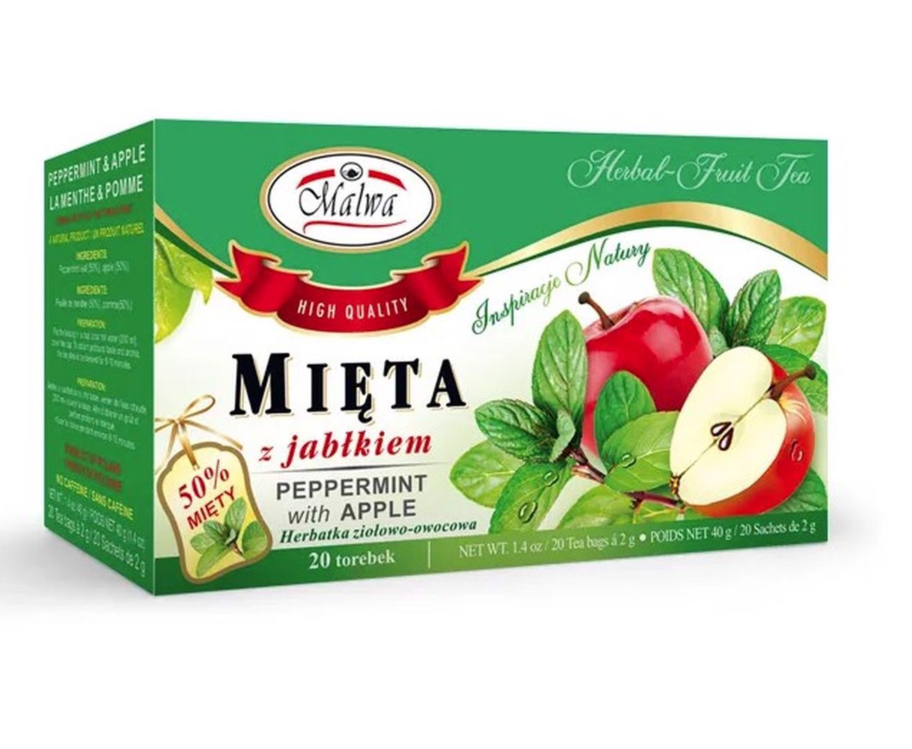 Malwa Herbata mieta z jabłkiem 40 g (20 x 2 g)