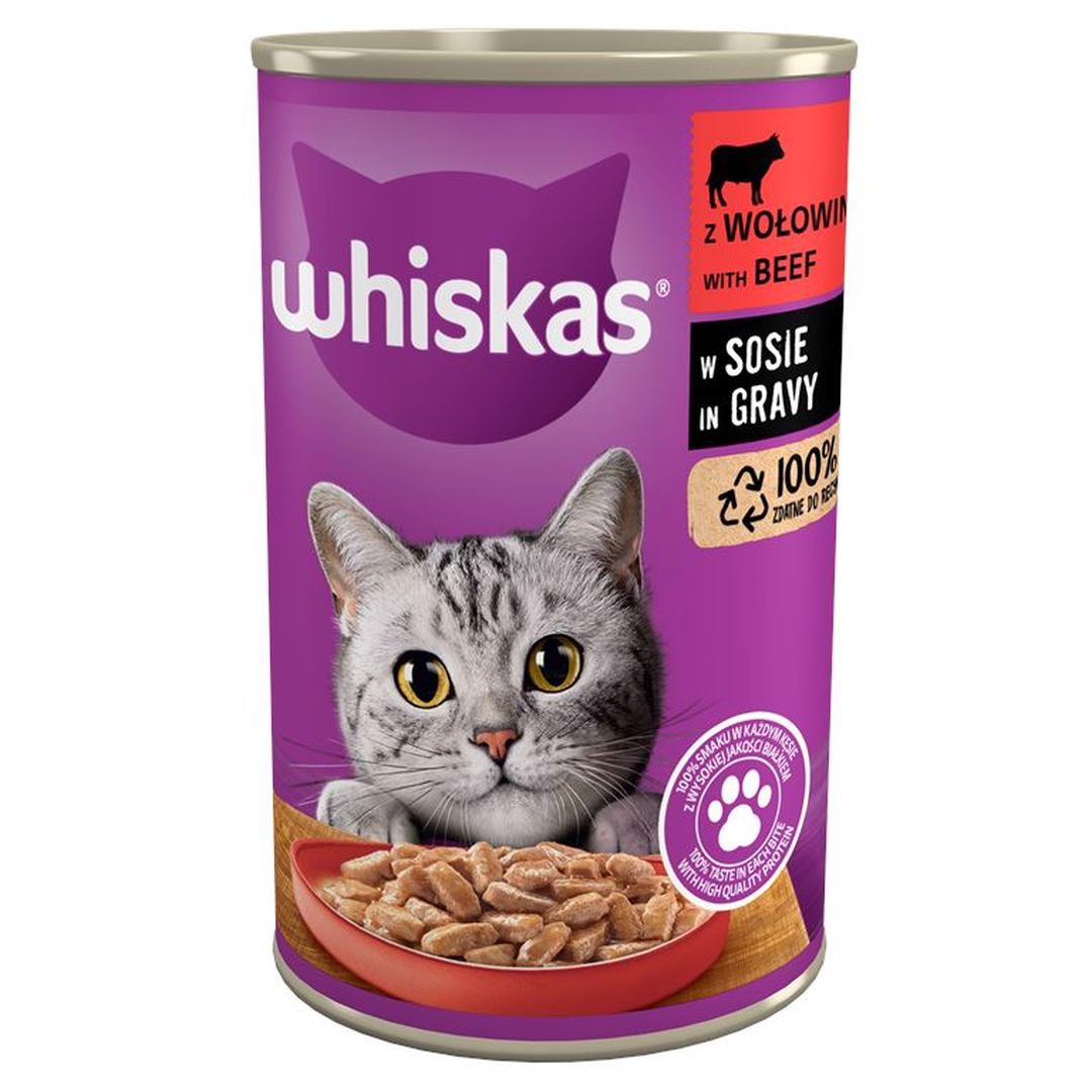Whiskas Mokra karma dla kotów z wołowiną w sosie 400 g x 6 sztuk