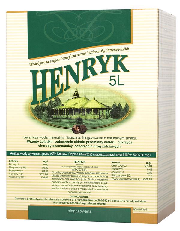 Lecznicza woda mineralna Henryk 5l x 3 sztuk