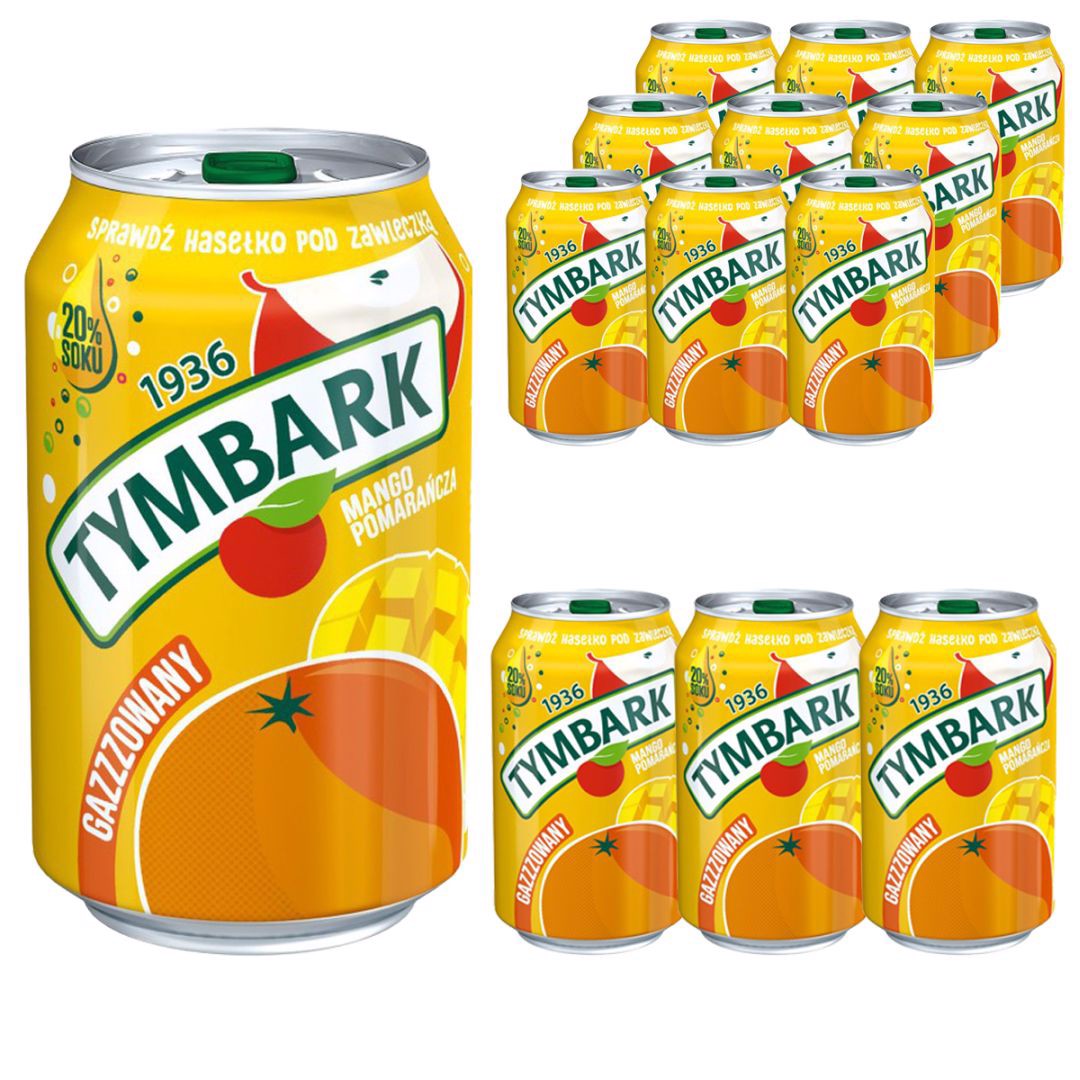 Tymbark Napój gazowany jabłko pomarańcza mango 330 ml x 12 sztuk