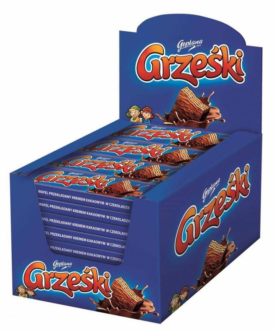 Grześki Wafel z kremem kakaowym w czekoladzie 36 g x 36 sztuk