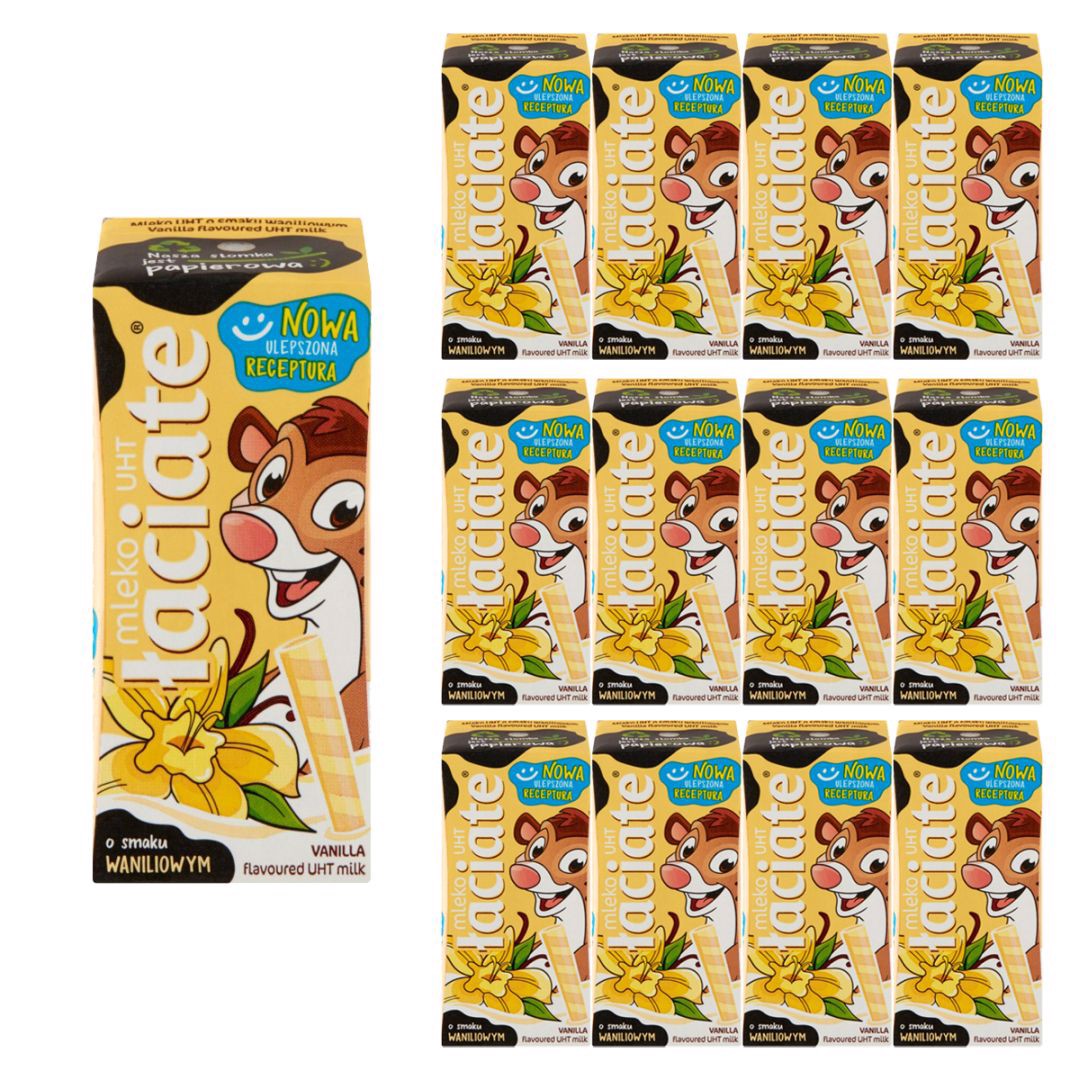 Łaciate Mleko UHT o smaku waniliowym 200 ml x 12 sztuk