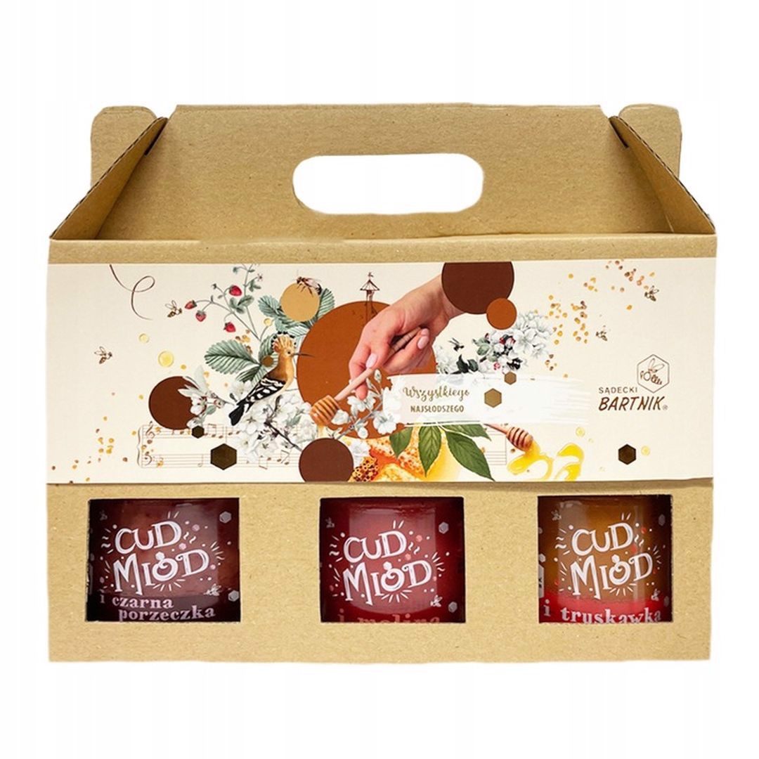 Bartnik Cud Miód Mix 3 miodów smakowych 250g x 3 + pudełko ozdobne
