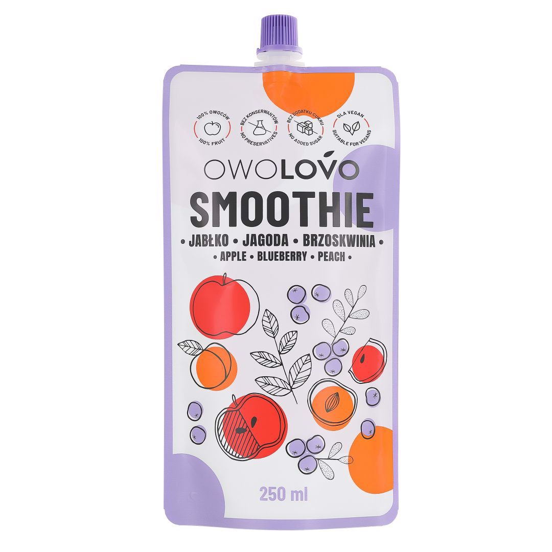 Owolovo Smoothie jabłkowe z jagodą i brzoskwinią 250 ml