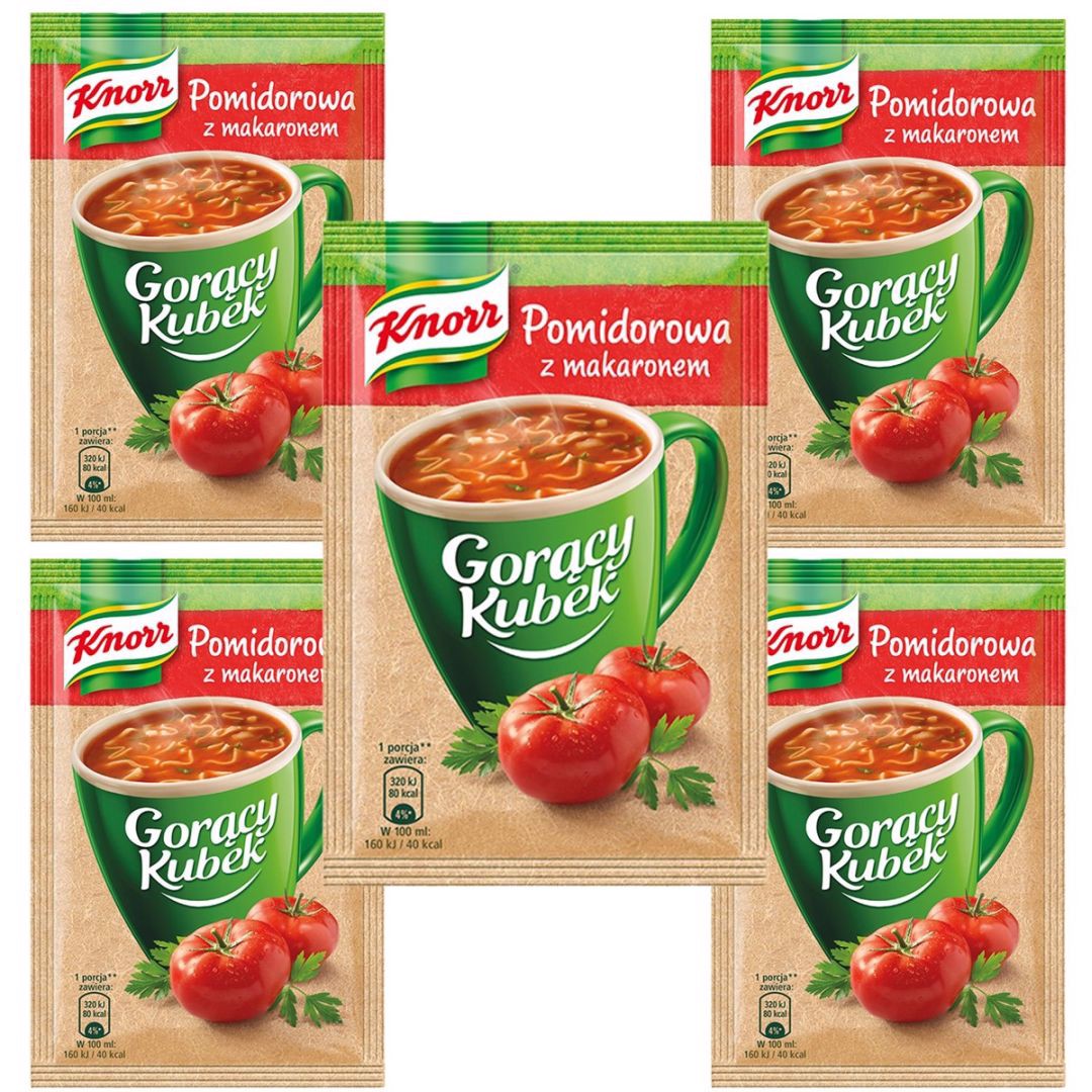 Knorr Gorący Kubek Pomidorowa z makaronem 19 g x 5 sztuk