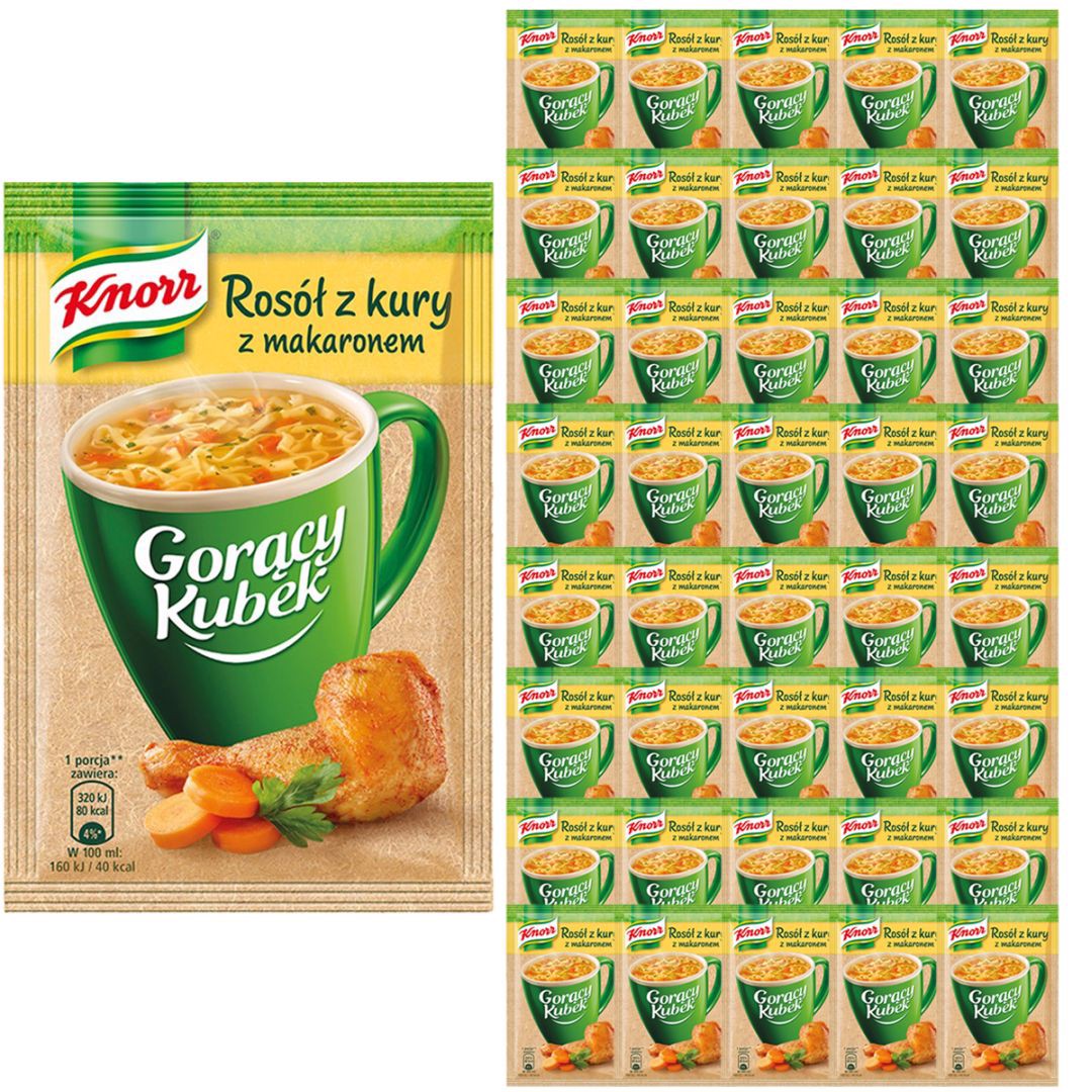 Knorr Gorący Kubek Rosół z kury z makaronem 12 g x 40 sztuk