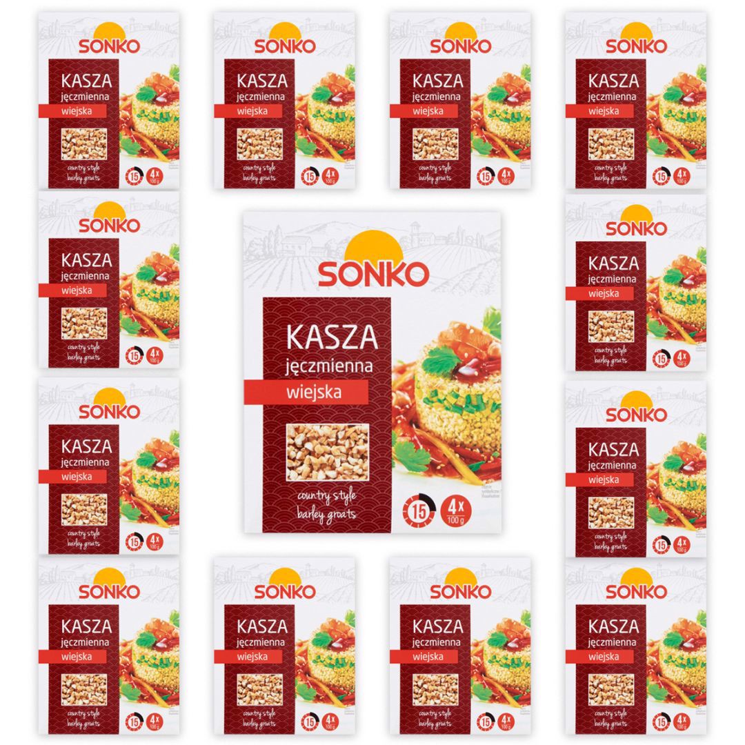 Sonko Kasza jęczmienna wiejska 400 g (4 x 100 g) x 12 sztuk