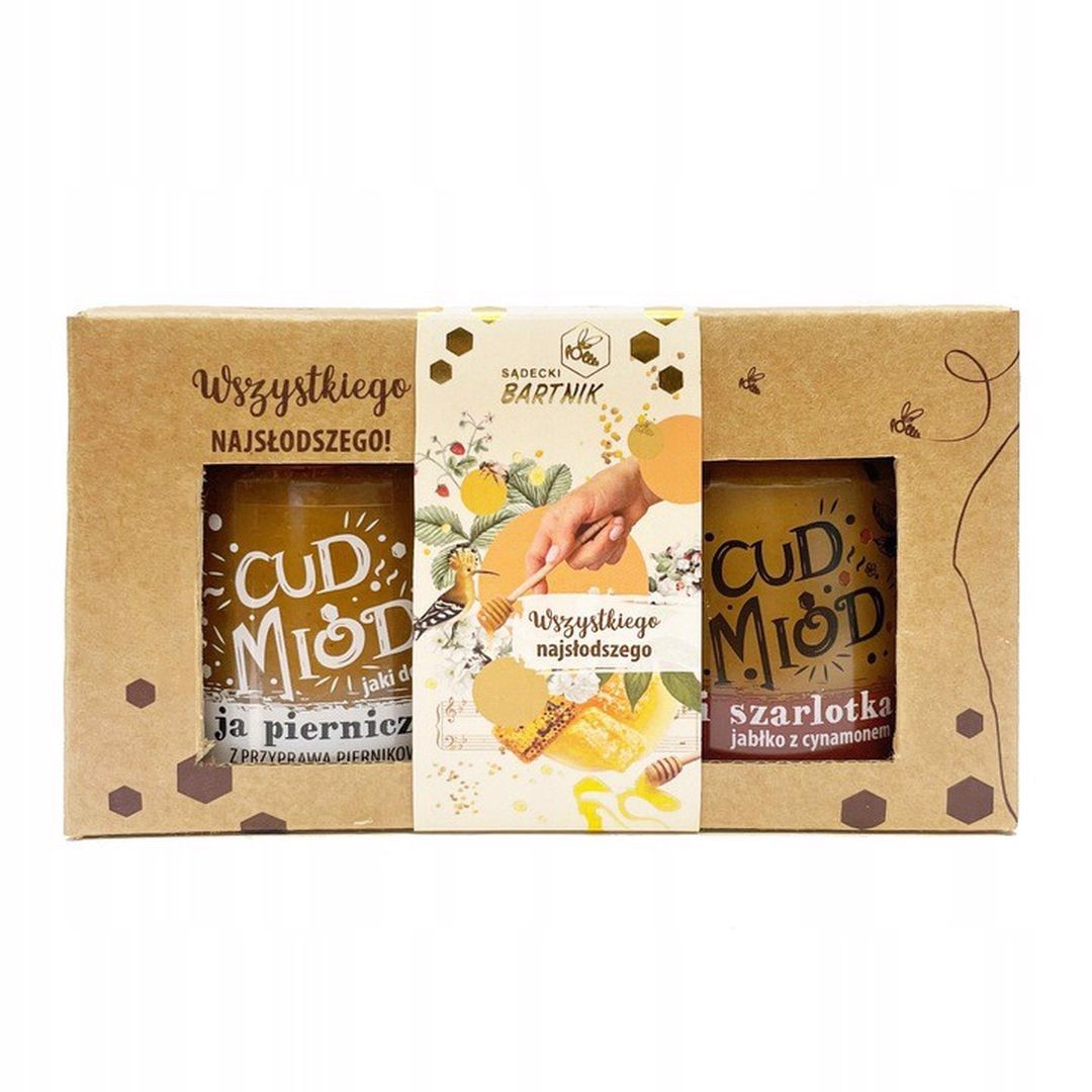 Bartnik Cud miód Mix 2 smaków szarlotka-piernik + pudełko ozdobne