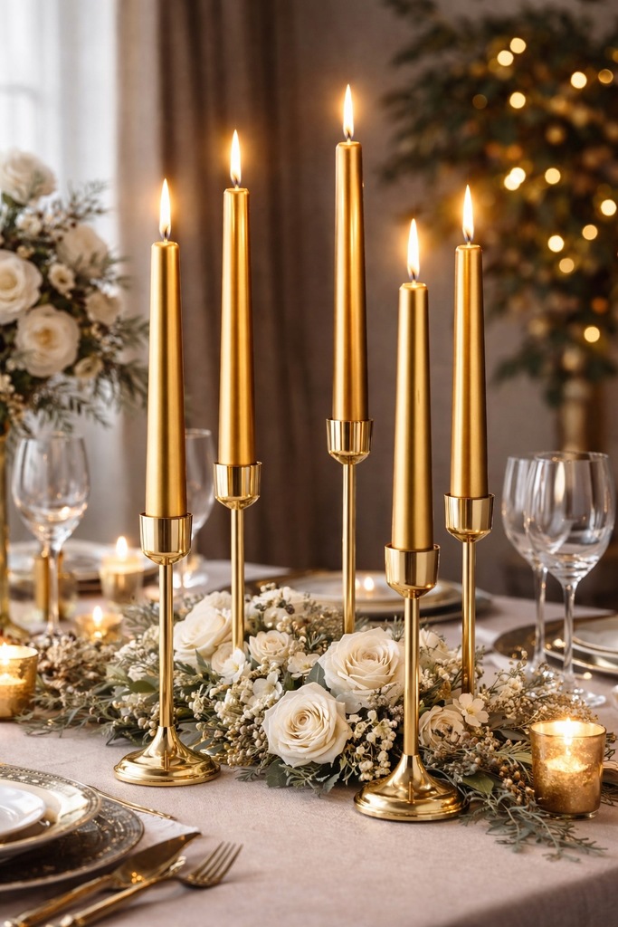 Świece Bispol Candles Aura s30-213 ~7h 10 sztuk złoty metalik