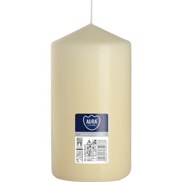Świeca pieńkowa walec BISPOL Aura sw80/150-011 (ecru) ~66h