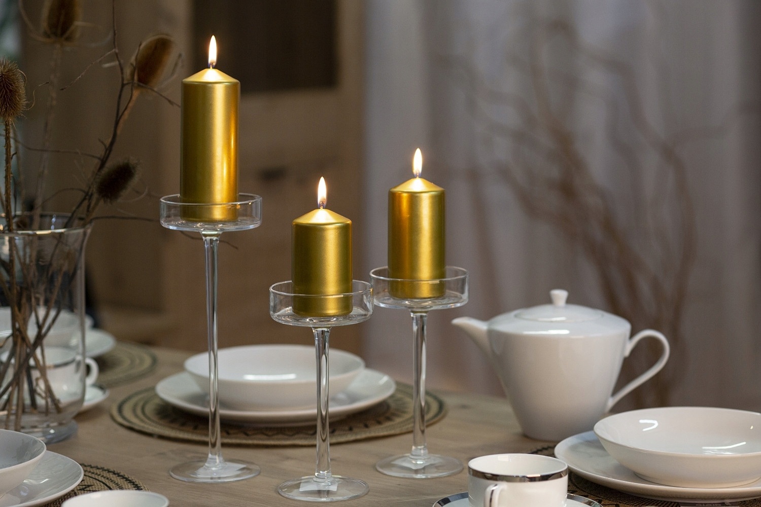 Świece pieńkowe walce stopniowane BISPOL Aura sw50/4-213 (złoty met.) 4szt.